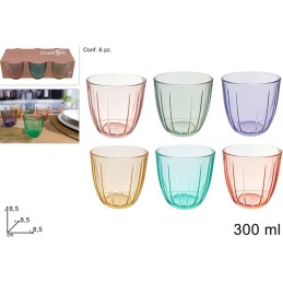 BICCHIERI VETRO 300ML 6PZ COLO