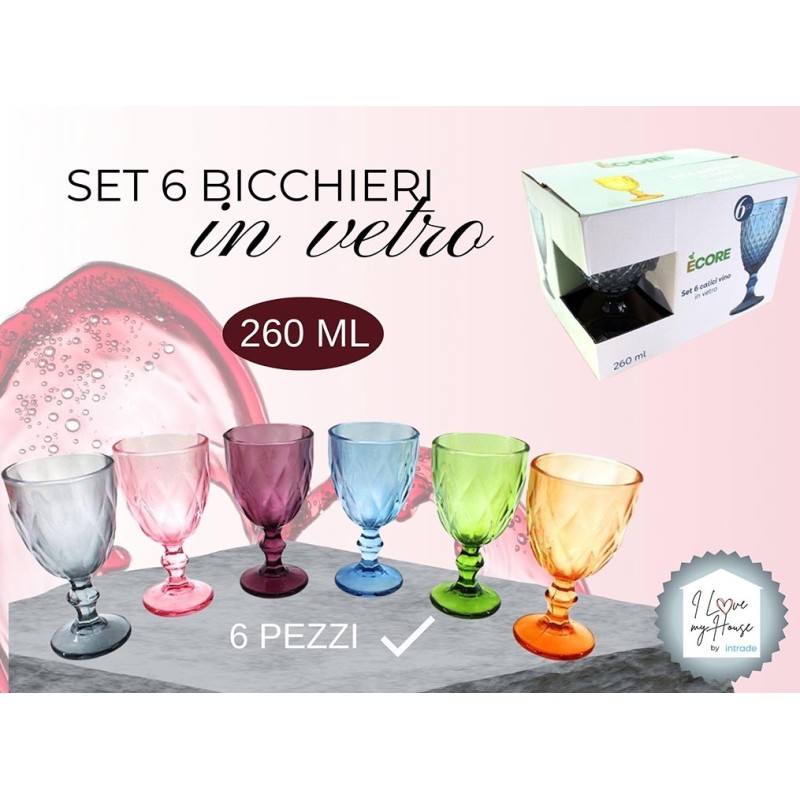 CALICI VETRO 6PZ COL. DEC.1