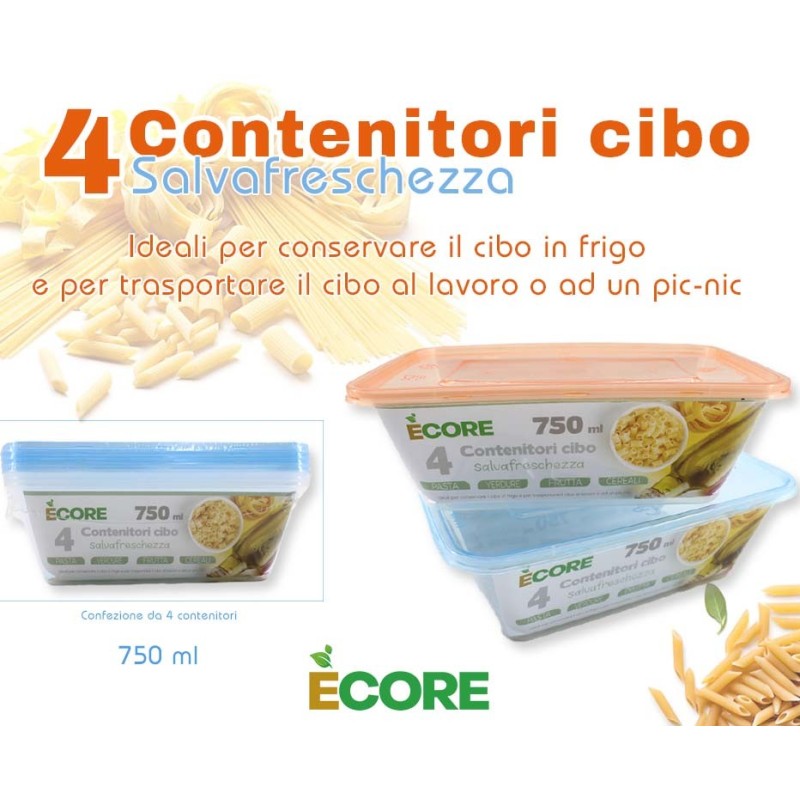 CONTENITORI CIBO 4PZ 750ML