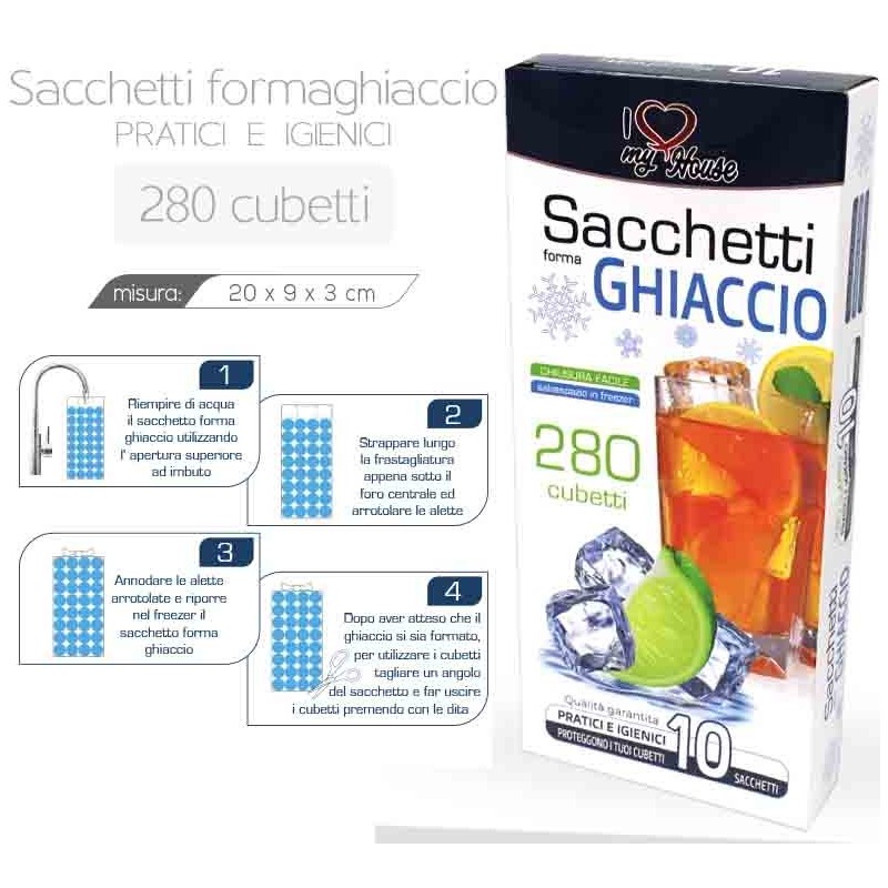 SACCHETTI GHIACCIO 280 CUBETTI