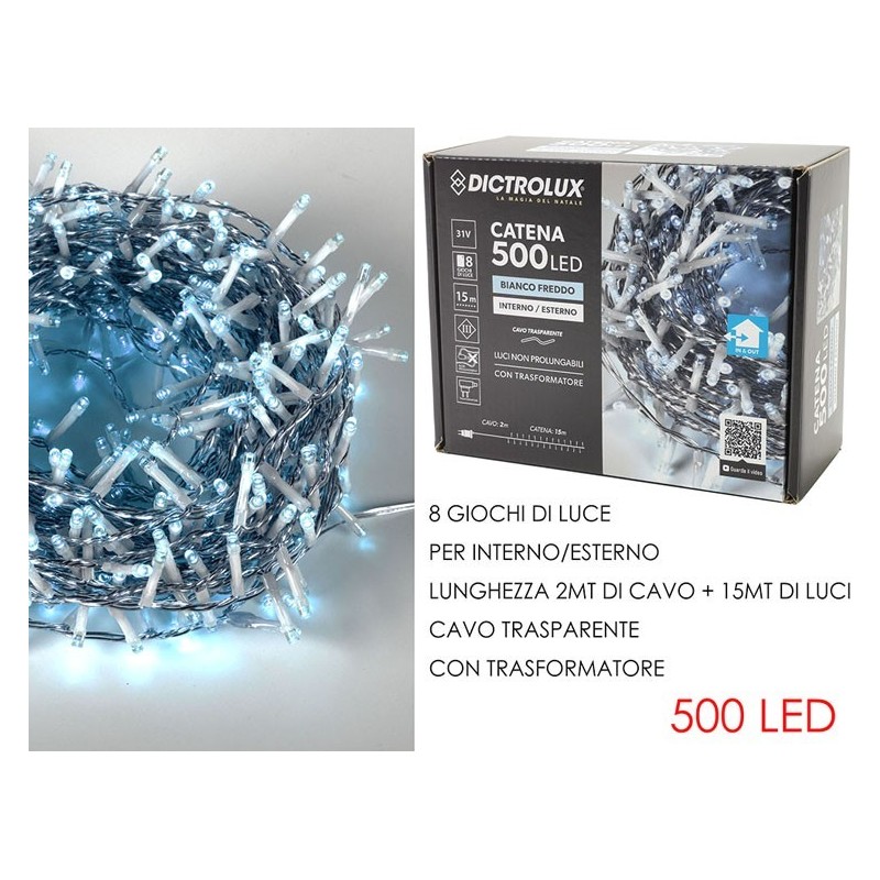 500 LED BIANCO GHIACCIO EST.