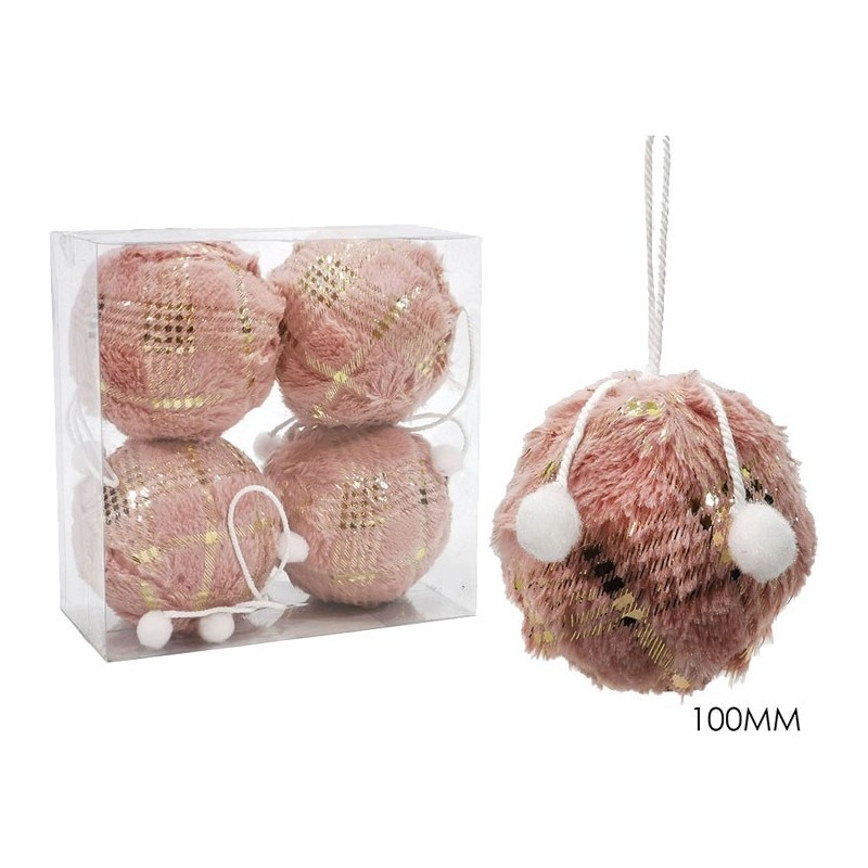 SET 4 PALLE 10cm ROSA C/ORO