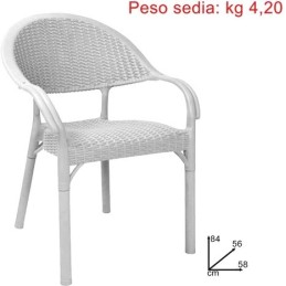 SEDIA PLASTICA BIANCA EFFETTO RATTAN