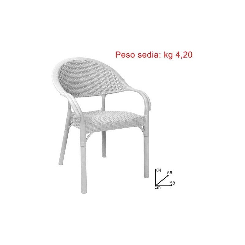 SEDIA PLASTICA BIANCA EFFETTO RATTAN