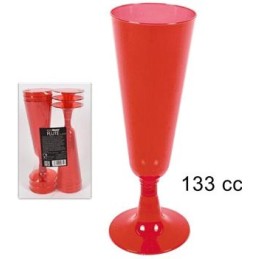 FLUTE PLASTICA 6PZ ROSSO