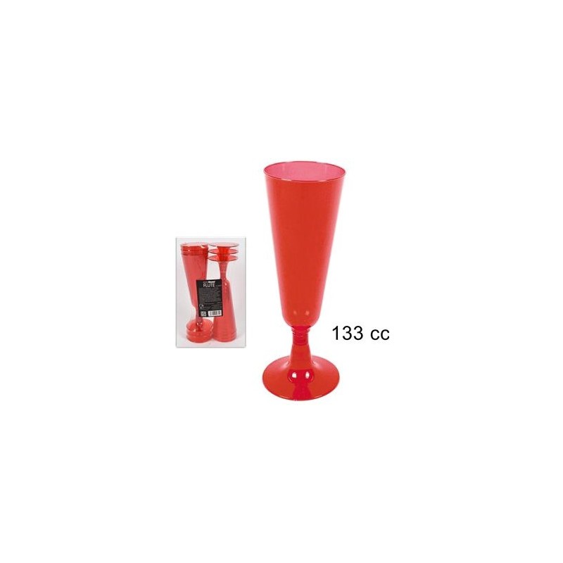 FLUTE PLASTICA 6PZ ROSSO