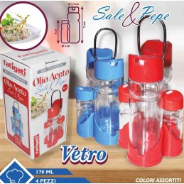 SET CONDIMENTO VETRO/PLAST.4PZ