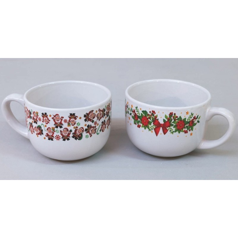 TAZZA LATTE DECORI ROSSI