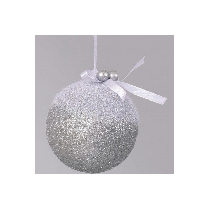 SFERA 8cm GLITTER ARGENTO