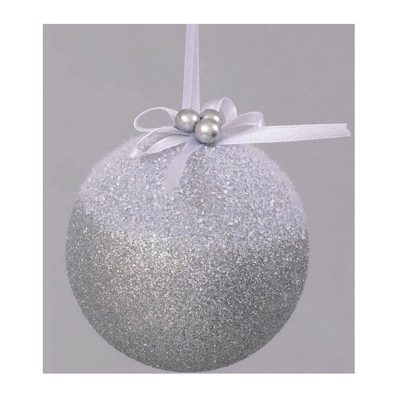 SFERA 10cm GLITTER ARGENTO