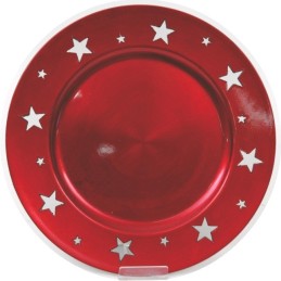 PIATTO ROSSO 33cm STELLE