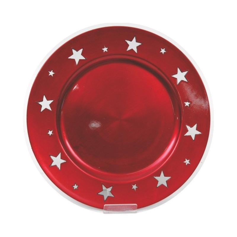 PIATTO ROSSO 33cm STELLE