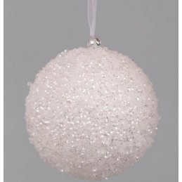 SFERA 10cm BIANCA C/STRASS