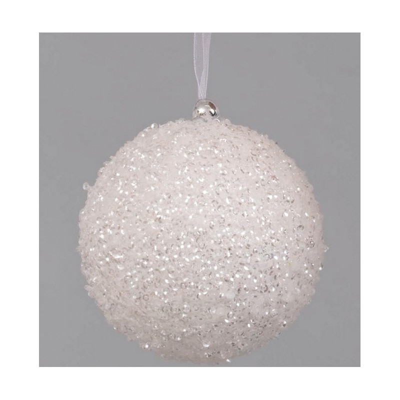 SFERA 10cm BIANCA C/STRASS