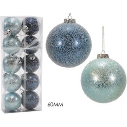 SET 10 PALLE 6cm GLITTER BLU