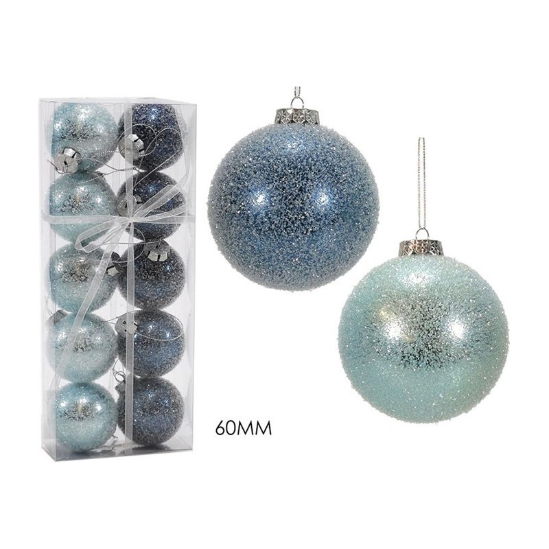 SET 10 PALLE 6cm GLITTER BLU