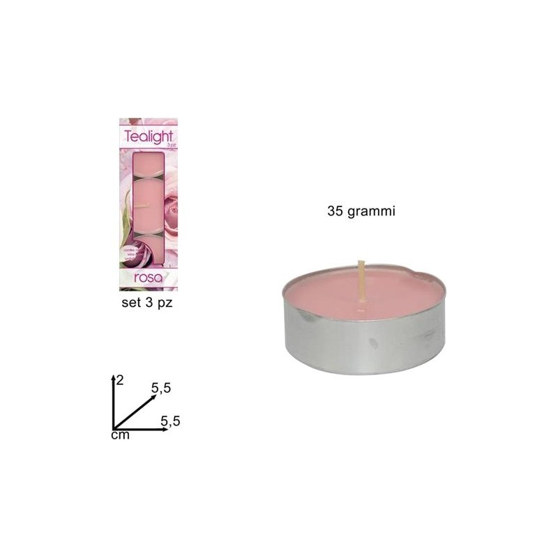 TEALIGHT MAXI 35gr 3PZ ROSA