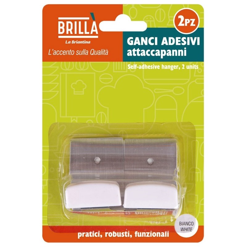 GANCI ADESIVI METAL BIANCO 2PZ