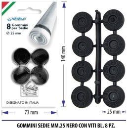 GOMMINI SEDIE NERO 8 PEZZI